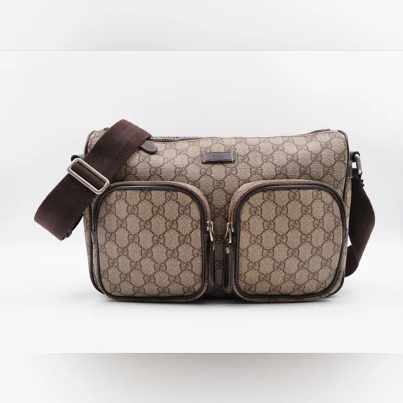 CF10 💟 Gucci GG Supreme Double Pocket Crossbody bag - Picture 1 of 13